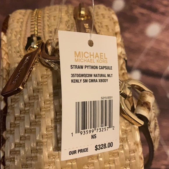 🌺 MICHAEL KORS 🌺 NATURAL STRAW PYTHON CAPSULE - Picture 3 of 8